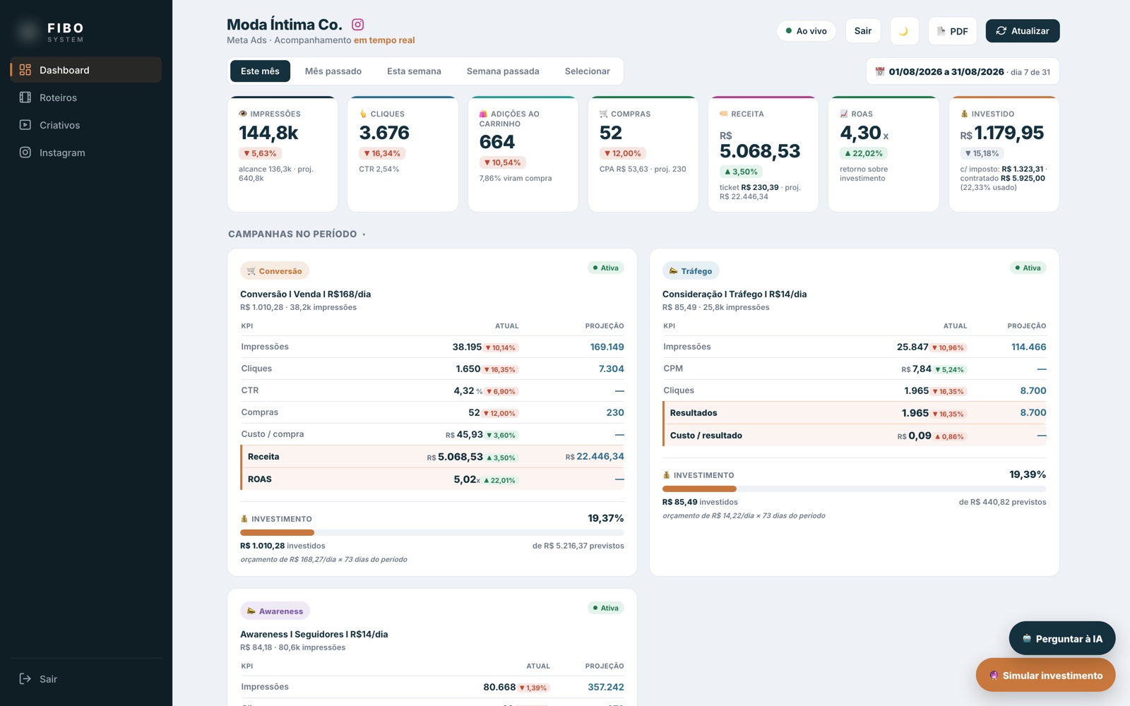 Portal white-label do cliente final — produto real em produção