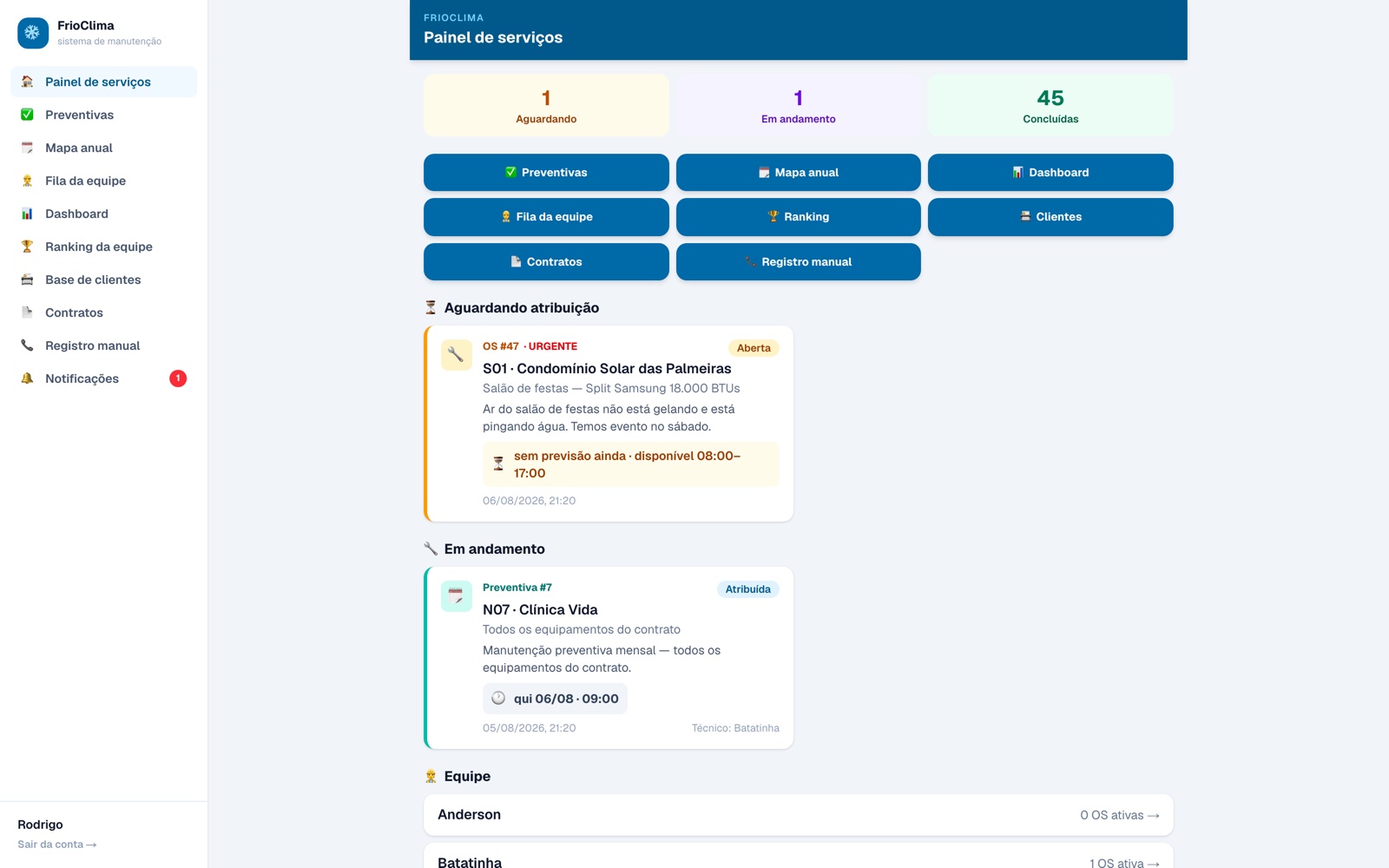Sistema de gestão de manutenção em produção